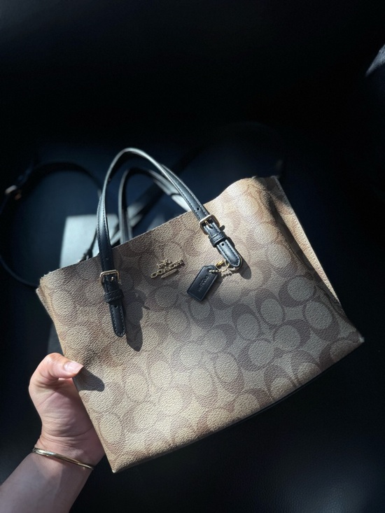 Coach Signature Canvas Tote in Brown with Black Handles. - Picture 2 of 13